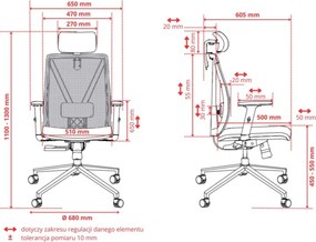 Fotel biurowy ergonomiczny Diplo z zagłówkiem, zgodny z normą BHP
