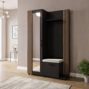 Masseno Garderoba ARMADIO 137/207/42 cm do Przedpokoju Nowoczesna Czarna