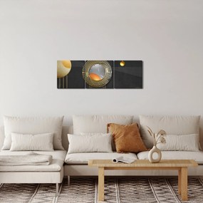 Obraz- Abstrakcja (z zegarem) (90x30 cm)