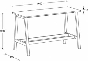 Wysoki stół barowy, 1600 x 800 mm, szary