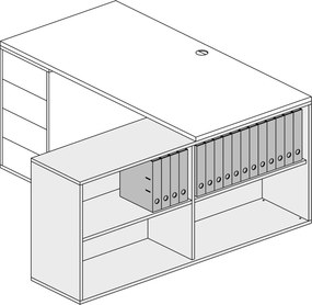 Regał biurowy BLOCK, 1600 × 400 × 710 mm, biały