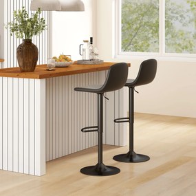 HOMCOM Zestaw 2 krzeseł barowych, obrotowe, z oparciem i podnóżkiem, podstawa metalowa, Sztuczna skóra, Czarny
