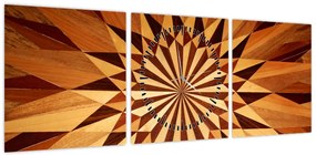 Obraz - Drewniany kolaż (z zegarem) (90x30 cm)