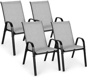 Zestaw 4 krzeseł ogrodowych sztaplowanych Isla 092, jasny szary