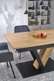 Stół rozkładany FANIS 160(220)x90 dąb naturalny/czarny HALMAR
