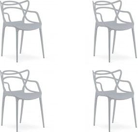 Zestaw 4 jasnoszarych plastikowych krzeseł KATO