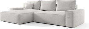 NAROŻNIK MONA z funkcją spania QUELLE 01 Biały Lewy Sofa w kształcie L z pojemnikiem na pościel, sofa rozkładana, sofa do salonu