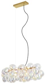 Designerska lampa wisząca złota z tęczowym szkłem 8-punktowa - Uvas