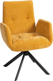 HOMCOM Tapicerowany fotel, fotel dekoracyjny, nowoczesny design, obrotowy, do 120 kg, żółty