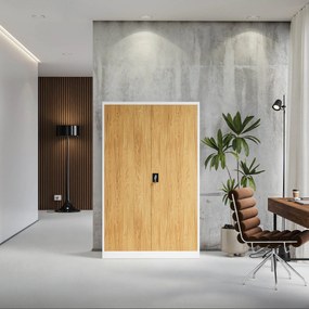 Szafa biurowa metalowa Biały/ Złoty dąb: Eco Design JAN II