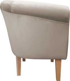 Fotel Milo tkanina Welur wygodny fotel tapicerowany do salonu i sypialni : Kolor nogi - Drewno, Kolor tkaniny - VELVET - MG09, Wysokość nogi - 20 cm