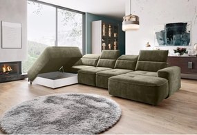 Narożnik COLOMBO XL Lewostronny z elektryczną funkcją spania pojemnikiem PALLADIUM 10 Zielony WERSAL