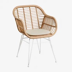 Krzesło Ogrodowe Z Wikliny Syntetycznej Zole Biała & Kremowa - Sklum