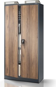 Szafa biurowa metalowa wysoka na dokumenty antracytowa/orzech, 900x1950x400 mm: JAN H Eco Design