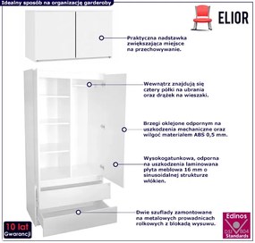 Biała Szafa Do Garderoby Z Nadstawką Z4-E11