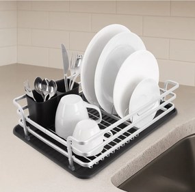 Czarno-biały metalowy ociekacz 43x32 cm Deluxe – Orion