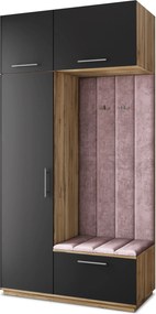 Masseno Garderoba REMA 120/240/60 cm Nowoczesna Szafa do Przedpokoju Dąb wotan, MONOLITH 62 (Wrzosowy)