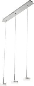Lampa wisząca Fabas Luce Dunk z 3 źródłami światła - 24 W, ściemnialna dioda LED - szczotkowane aluminium, konstrukcja liniowa