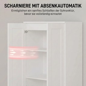 HOMCOM Szafa na zapasy 175 cm z miejscem do przechowywania, szafka kuchenna z drzwiami Soft-Close i regulowanymi półkami, biały | Aosom PL