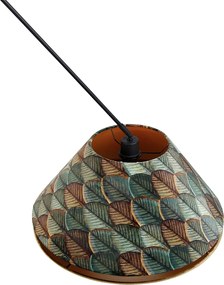 Lampa wisząca czarna z podwójnym aksamitnym abażurem w kształcie liści i beżowym - Blitz