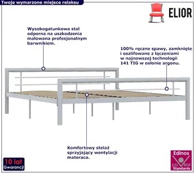 Szare metalowe łóżko 180x200 cm - Hegrix