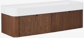 Zestaw Wiszących Mebli Łazienkowych 130x45 Cm Z Drewna Zintegrowany Z Umywalką Saioa Ciemna Czerń - Sklum
