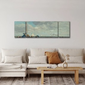 Obraz - Eugène Boudin, Beach  at Trouville, reprodukcje (170x50 cm)