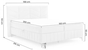 Łóżko kontynentalne Penia 160x200 z pojemnikami - popielaty welur hydrofobowy Element 24