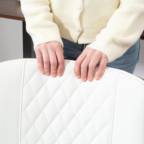 HOMCOM Regulowane krzesło biurowe z pikowaniem w romby, obrotowe 52 x 53 x 80-90 cm, białe