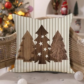 Świąteczna poszewka na poduszkę WOODEN TREES 45x45 cm, beżowa