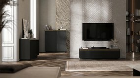 Wysoka komoda ryflowana Selene 2D3SZ, kolor czarny