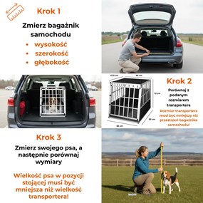 Transporter dla psa BRUNO, 66x90x72cm, srebrna/czarna Jurhan