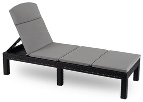 Fotel Ogrodowy Leżak LUIZJANA Technorattan Czarny/Szary