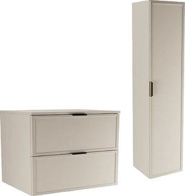 Kaszmirowy Zestaw do Łazienki 80cm Szafka z Blatem Słupek Fronty Ramka Roma