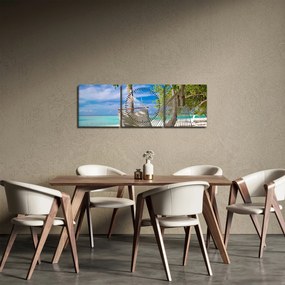 Obraz - Hamak na plaży (z zegarem) (90x30 cm)