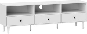 HOMCOM Komoda RTV, stolik pod telewizor 75-cali, 3 otwarte przegródki, 3 szuflady, płyta wiórowa, biały