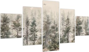 Obraz - Pine forest I., aquarel (125x70 cm)