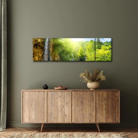 Obraz - wodospady w pralesie (170x50 cm)
