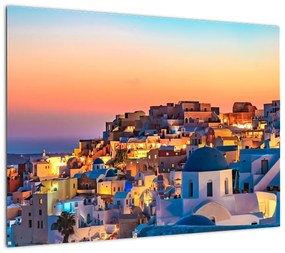 Obraz - Santorini o zmierzchu (70x50 cm)