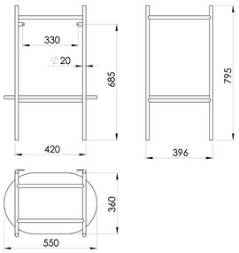 Metalowy stelaż pod umywalkę w czarno-złotym kolorze 55x79,5 cm Puno – Sapho