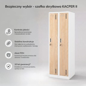 Szafa BHP wąska 60x50x180 cm Eco Design Kacper 2, biały/dąb sonoma