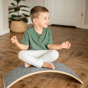Deska do balansowania z filcem 80x30cm dla dzieci drewniany balance board, beżowy - meowbaby®
