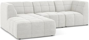 Biały narożnik z materiału bouclé (lewostronny/z szezlongiem) Aloha – Makamii
