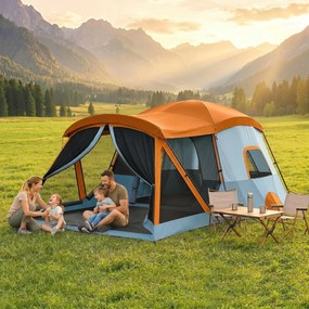Outsunny Namiot tunelowy 4-osobowy namiot rodzinny z sypialnią i salonem okna dachowe folia podłogowa wysokość 3000 mm słupa wody | Aosom PL