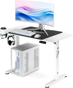 Biurko gamingowe z regulacją wysokości Diablo X-Tensio 110 cm, kolor biały