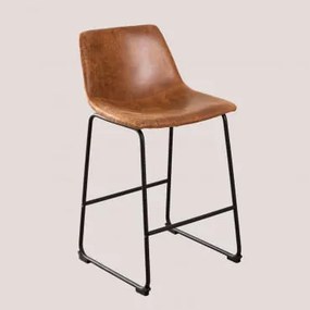 Wysoki Hoker Tapicerowany Ekoskórą Ody ↑65 Cm & Wielbłąd Stary - Sklum