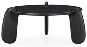 Czarny okrągły stolik z litego drewna mango ø 80 cm Tamira – MOME