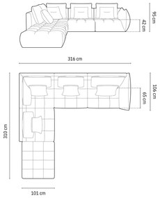 Jasnoszary narożnik (lewostronny/w kształcie litery L) Bloom – Micadoni Home