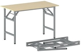 Stół konferencyjny FAST READY, 120x60 cm, szaro-srebrna podstawa, brzoza