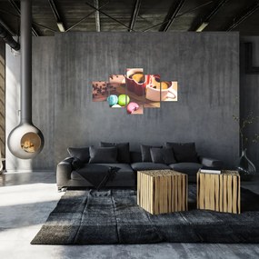 Obraz kawy i makaroników (125x70 cm)